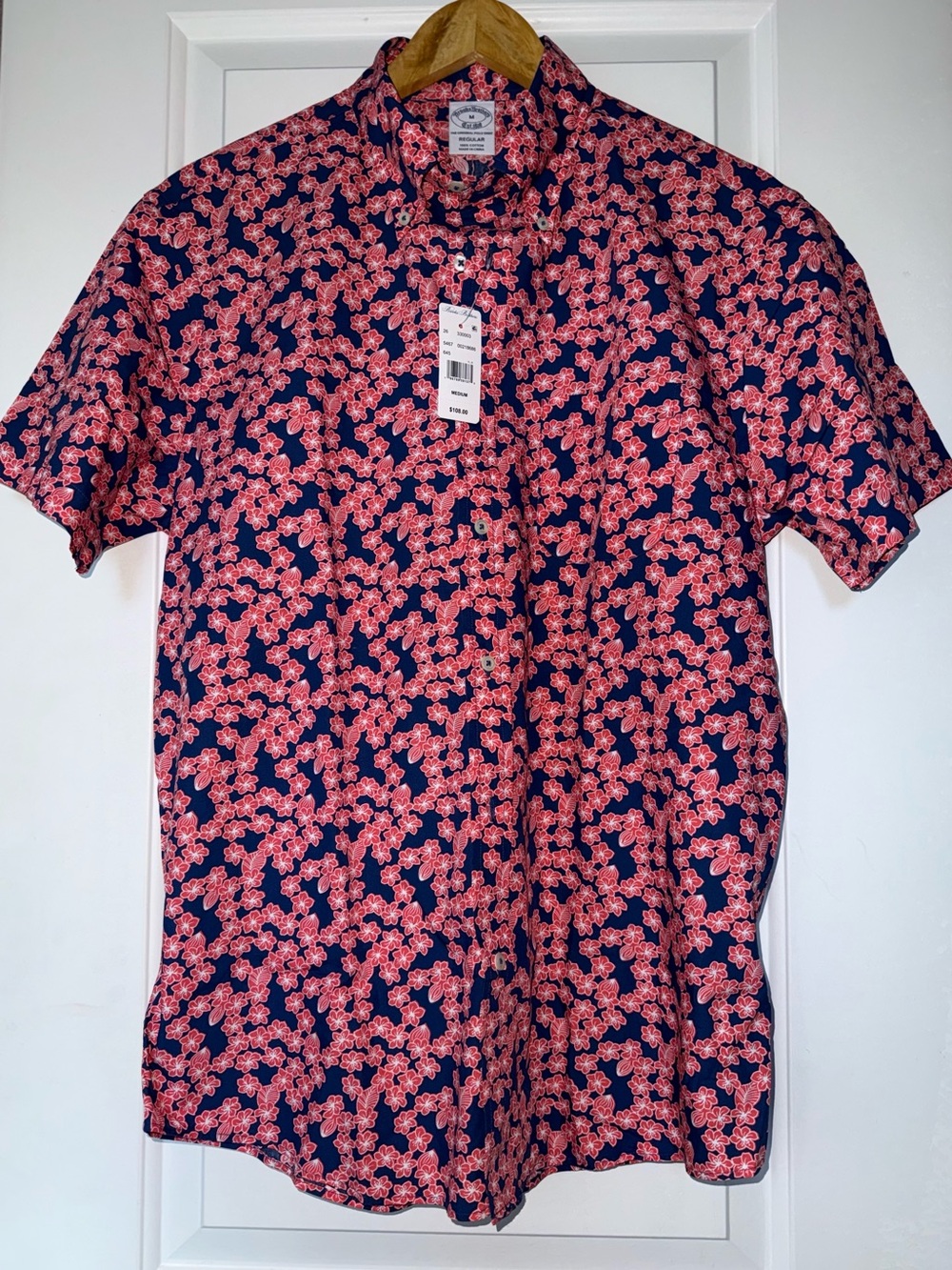 Brooks Brothers NWT Regent Fit Floral Print Short-Sleeve Button Down